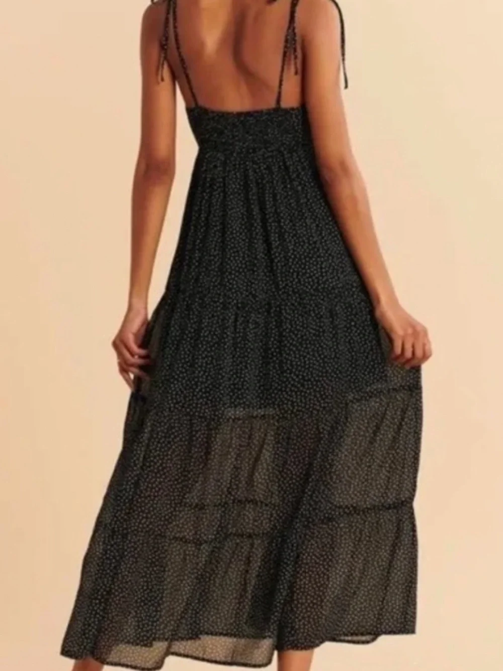 Abercrombie & Fitch Love Struck Maxi Dress Black/White Polka Dot (XS)